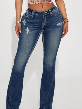 Not Playing Stretch Flare Jeans - Medium Blue Wash